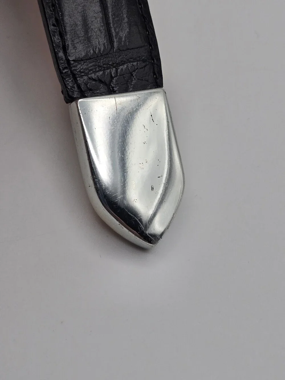Brighton ONYX Black Croc Embossed Leather Belt Mens Size 34 USA 19403